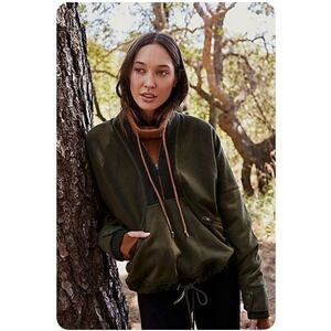 Free People FP Movement Apex 1/2 Zip Pullover L Olive Green Athleisure Street